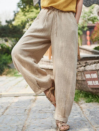 Loose Retro Lace-up Pants