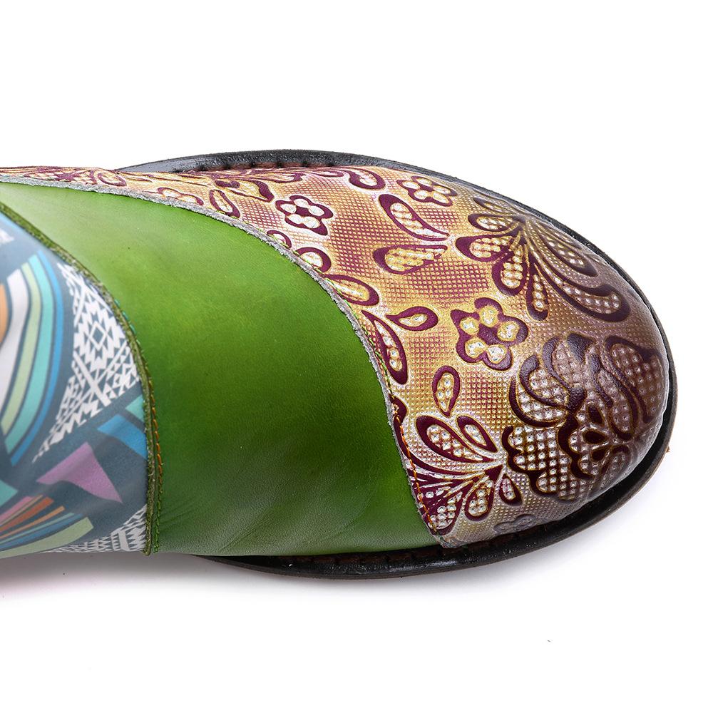 Casual vintage ethnic style leather Handmade overknee boots