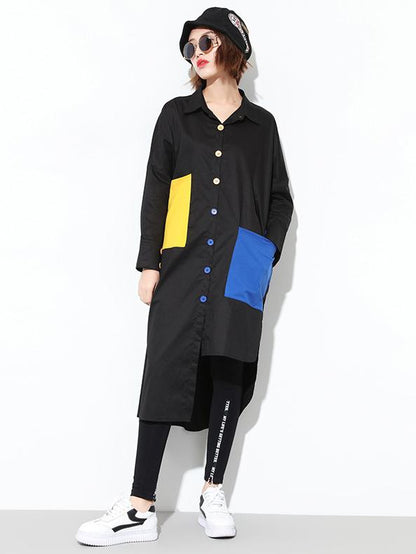 Irregular Colorful Split-joint Long Shirt