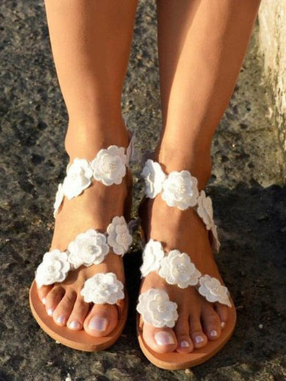 Fashion Flower Beach Flats Sandals