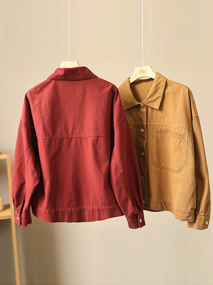Urban Solid Color Lapel Single Breasted Jacket