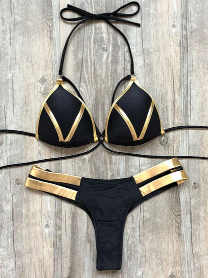 Scrunch Lace-up Split-joint Bikini Set