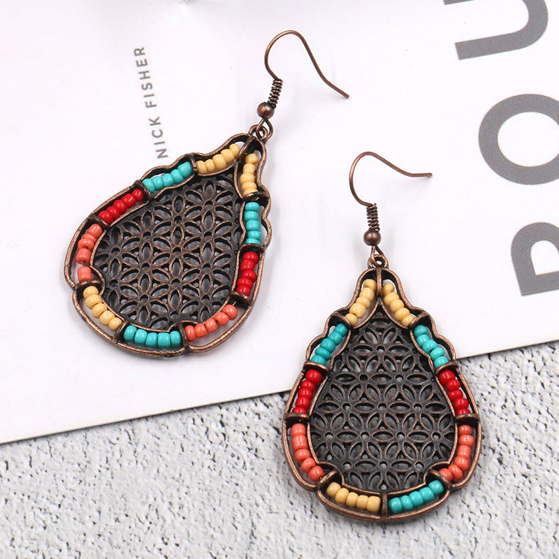 Bohemian national alloy ear ornament