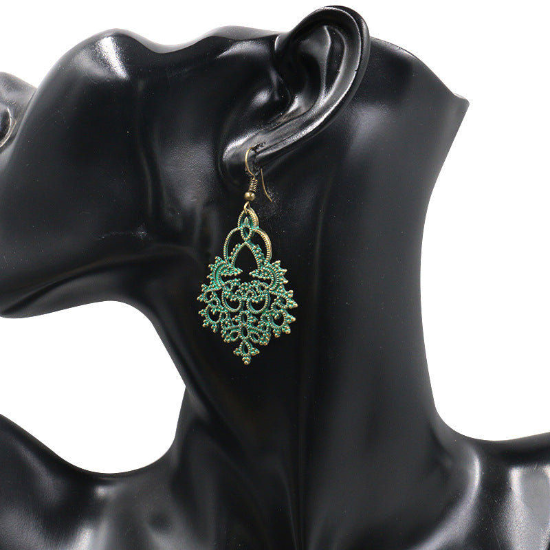 retro geometric hollowed-out earrings