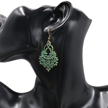 retro geometric hollowed-out earrings