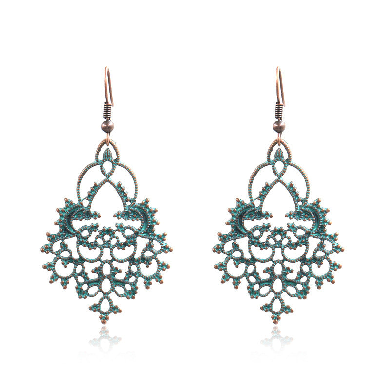 retro geometric hollowed-out earrings