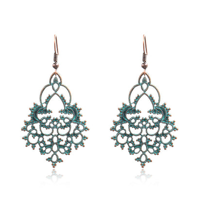 retro geometric hollowed-out earrings