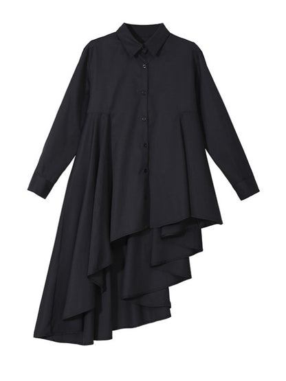 LOOSE BLACK CROPPED PLEATED SHIRT