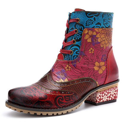Casual vintage ethnic style Handmade Leather Boots