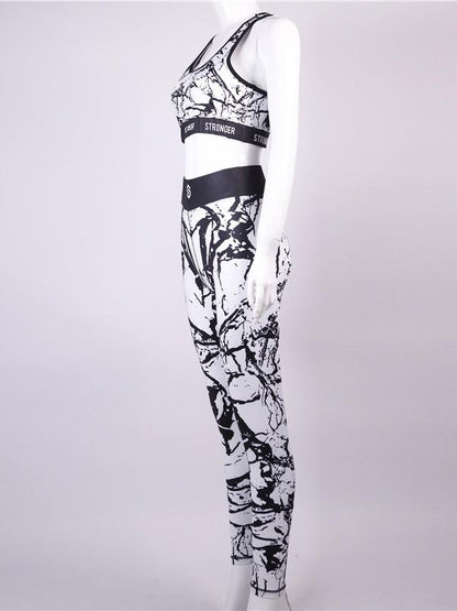 Racerback Mid Impact Tanks And Printed Leggings Suits