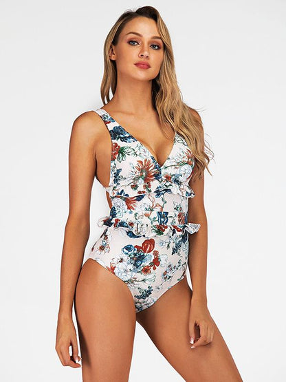 Floral Ruffle One Piece Swimsuit