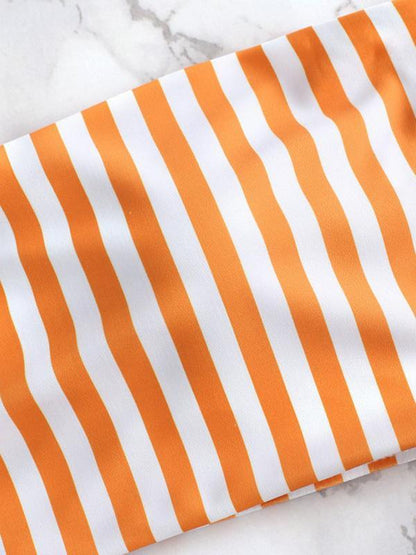 Striped Bandeau Bikinis Swimwear