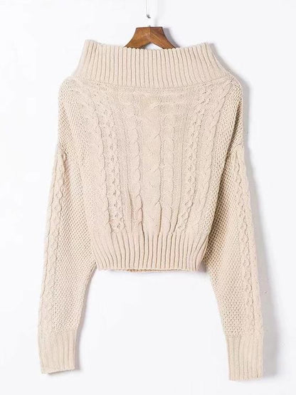 Knitting Loose Solid Color Sweater Tops