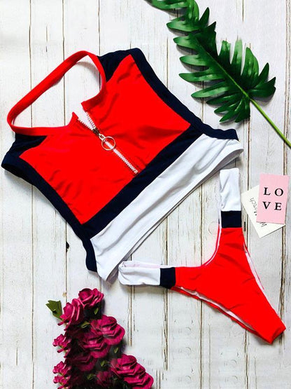 Sexy Zipper Colorful Bikinis Swimwear