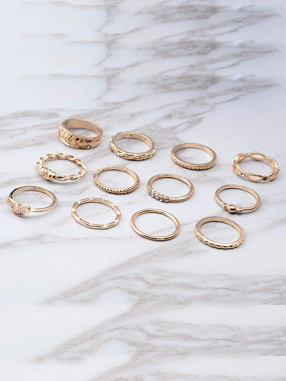 12pcs Vintage Carving Rings Accessories