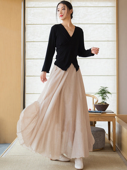 Original Loose Simple Linen Cotton Skirt