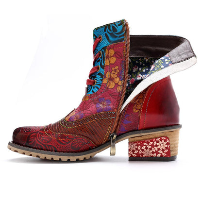 Casual vintage ethnic style Handmade Leather Boots