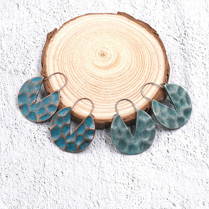 Geometric round retro earrings