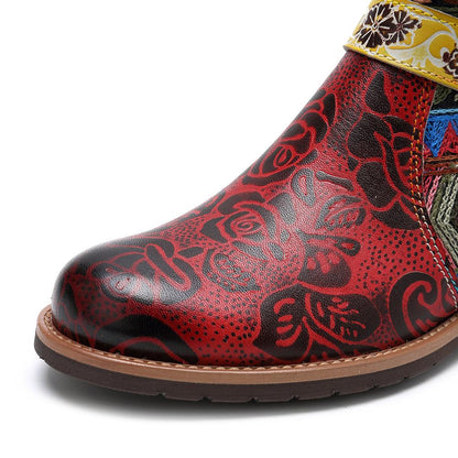 Bohemian new casual retro ethnic style leather boots