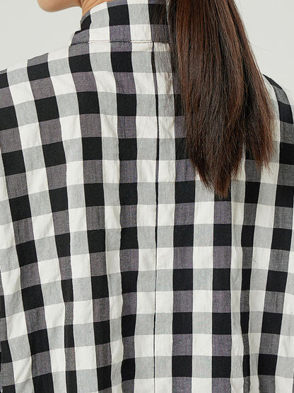 Casual Loose Long Sleeve Plaid Jumpsuits Bottoms