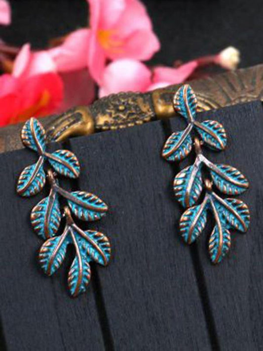 Vintage 2 Colors Leaf Pattern Earring Accessories