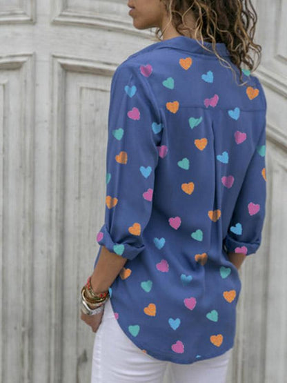 Plus Size Fashion V-neck printed Blouses&shirts Tops