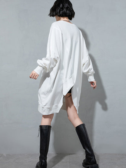 Urban Solid Color Split-Joint Long Sleeve T-Shirt Top