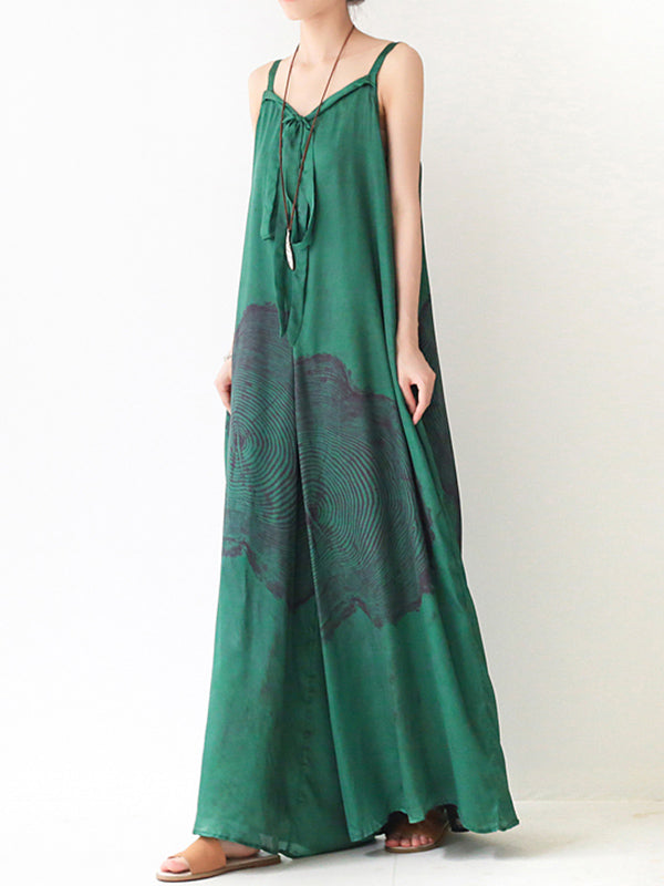 Stylish Printed Asymmetric Spaghetti-Neck Wide Leg Jumpsuits