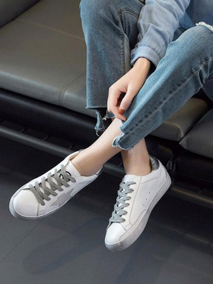 Star Printed Flat Heels Sneakers
