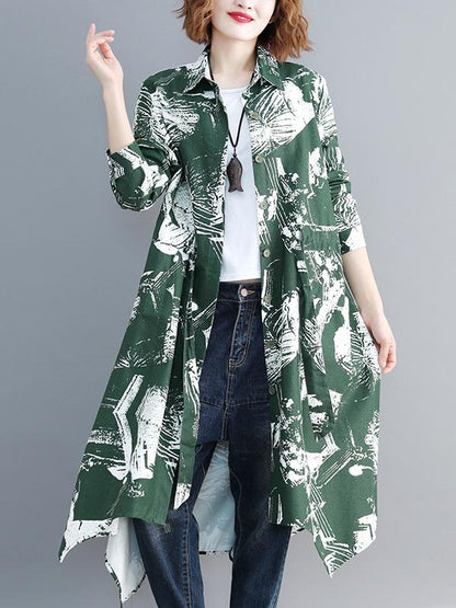 LOOSE CROPPED PRINTED LONG SHIRT