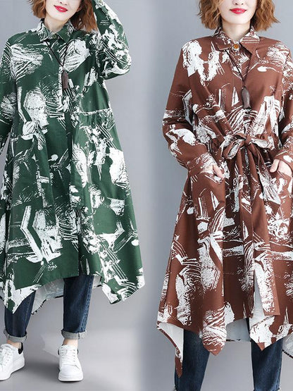 LOOSE CROPPED PRINTED LONG SHIRT