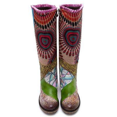 Casual vintage ethnic style leather Handmade overknee boots