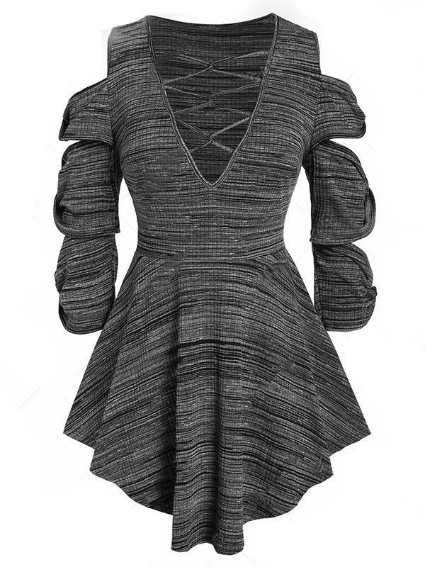 Vintage Solid Round-Neck Mini Dresses