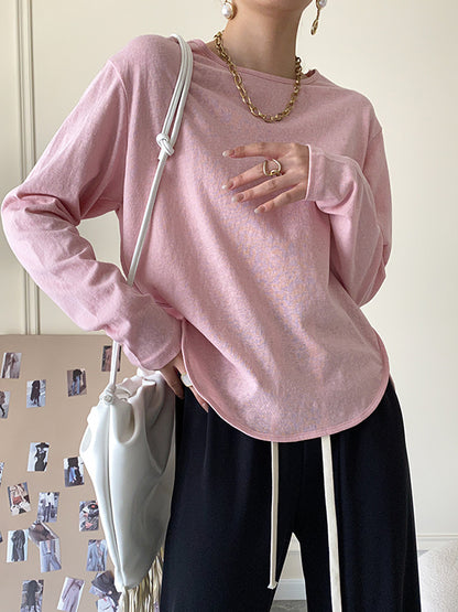 Simple Casual Loose Solid Color Sun-Protection T-Shirt Top