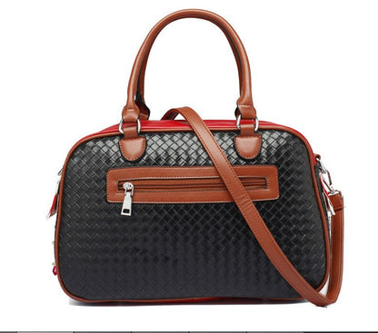 Fashion women woven embroidery bright leather Shoulder Bags