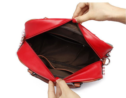 Fashion women woven embroidery bright leather Shoulder Bags