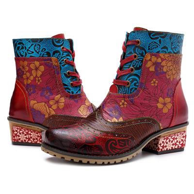 Casual vintage ethnic style Handmade Leather Boots