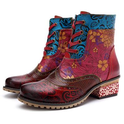 Casual vintage ethnic style Handmade Leather Boots