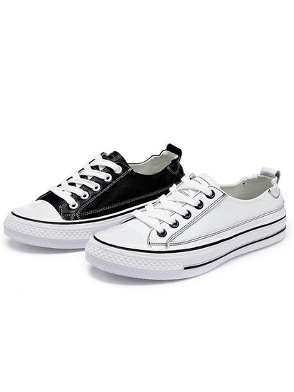 Lace Up Pu Leather Sneakers