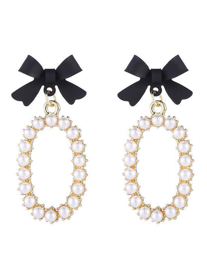 Original Pearls Bow Geometry Earrings