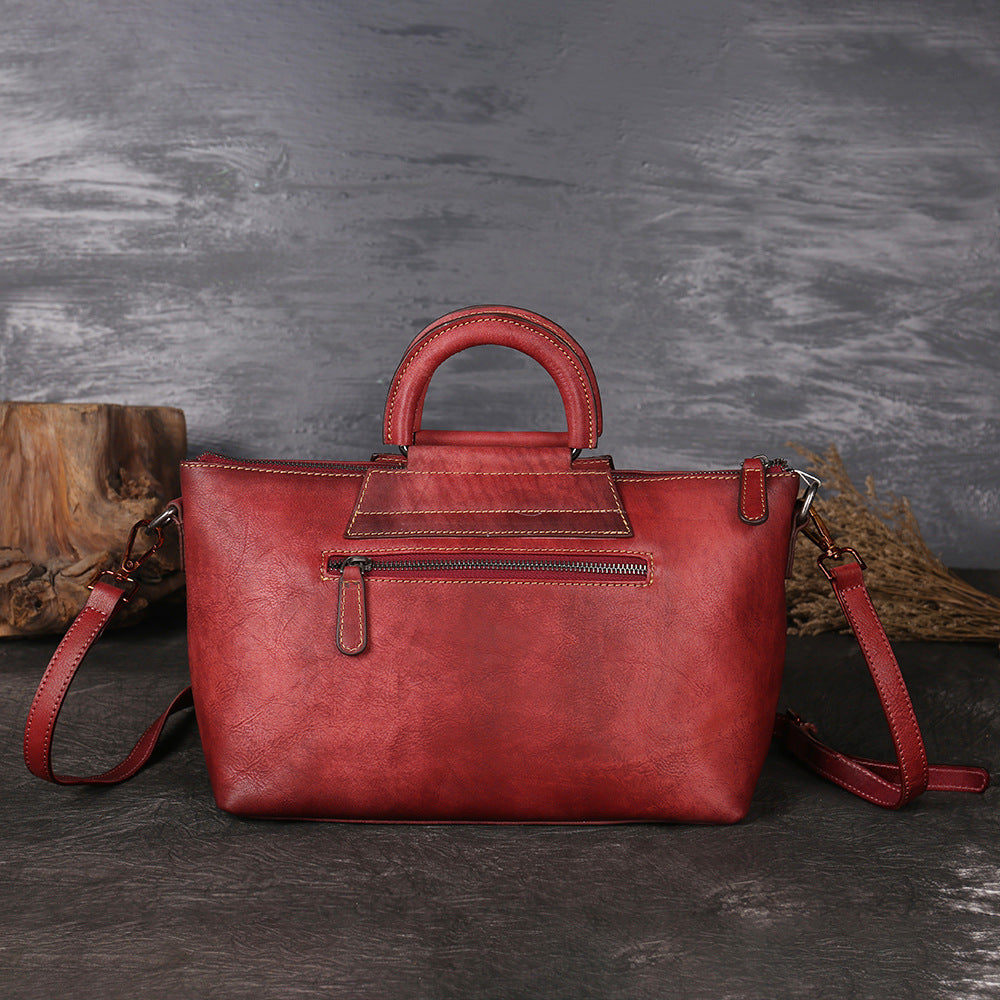 WOMEN GENUINE LEATHER VINTAGE TOTEM DESIGNER HANDBAG SHOULDER BAG