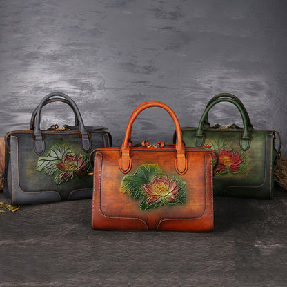 WOMEN GENUINE LEATHER VINTAGE TOTEM DESIGNER HANDBAG SHOULDER BAG