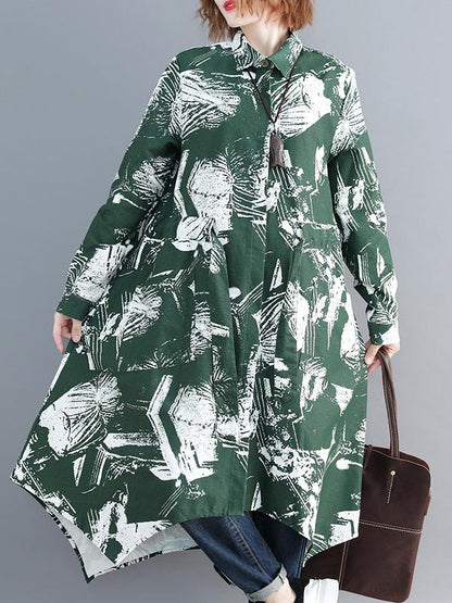 LOOSE CROPPED PRINTED LONG SHIRT