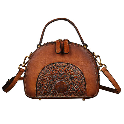 WOMEN GENUINE LEATHER VINTAGE TOTEM DESIGNER HANDBAG SHOULDER BAG