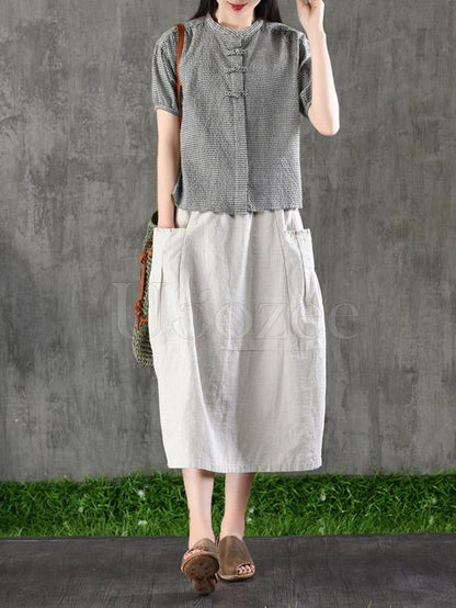 Casual Cotton Pocket Skirt