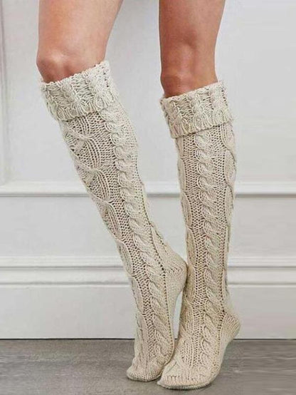 Knitting Over Knee-high Leg Warmer Stocking