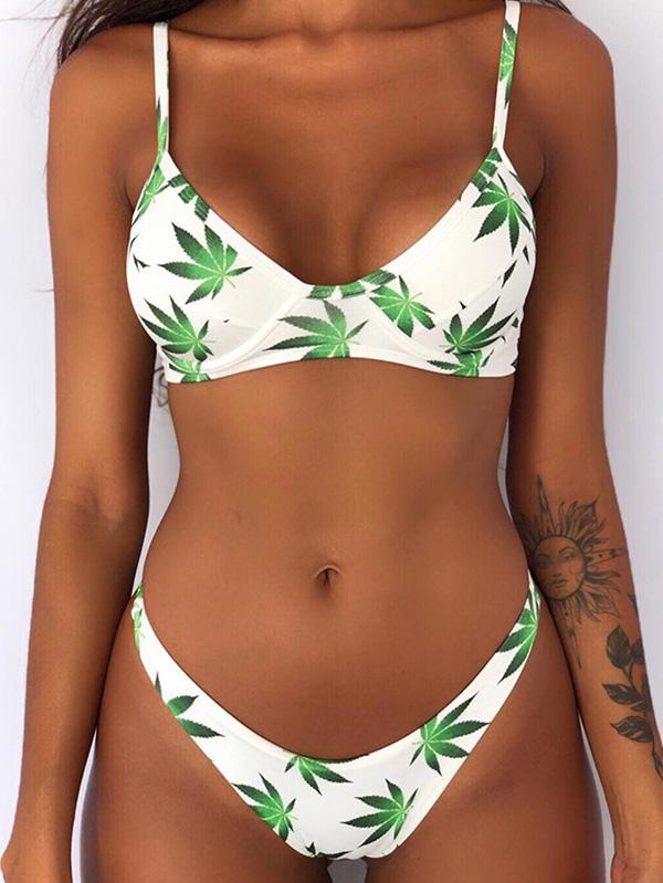 Ombre Contrast Floral Bikini Swimsuit