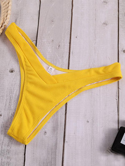 Lace Up Ribbed Bikini Set