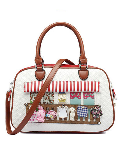 Fashion women woven embroidery bright leather Shoulder Bags