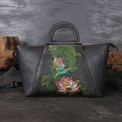 WOMEN GENUINE LEATHER VINTAGE TOTEM DESIGNER HANDBAG SHOULDER BAG